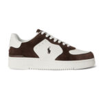 סניקרס עור פולו ראלף לורן Polo Ralph Lauren לבן חום דגם Masters Court גזרה MID עור וזמש