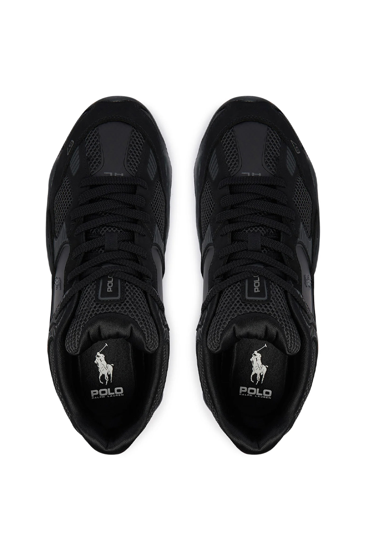 נעלי פולו ראלף לורן polo ralph lauren שחור דגם Trackstr 300 תשלובת טקסטיל דמוי עור סוליה עבה