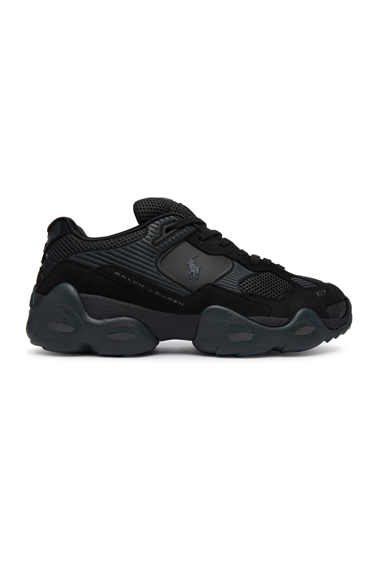 נעלי פולו ראלף לורן polo ralph lauren שחור דגם Trackstr 300 תשלובת טקסטיל דמוי עור סוליה עבה