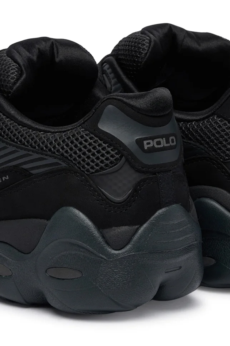נעלי פולו ראלף לורן polo ralph lauren שחור דגם Trackstr 300 תשלובת טקסטיל דמוי עור סוליה עבה