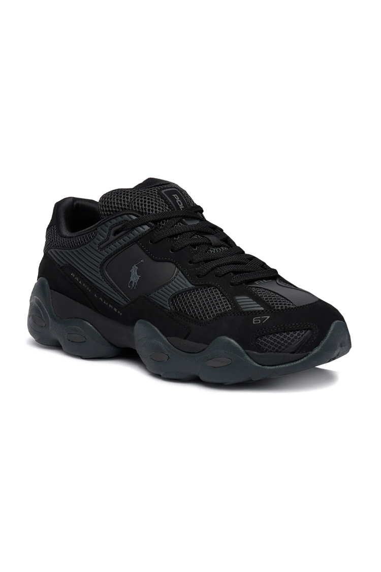 נעלי פולו ראלף לורן polo ralph lauren שחור דגם Trackstr 300 תשלובת טקסטיל דמוי עור סוליה עבה