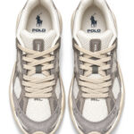 נעלי פולו ראלף לורן polo ralph lauren לבן דגם Trackstr 300 תשלובת טקסטיל דמוי עור סוליה עבה