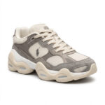 נעלי פולו ראלף לורן polo ralph lauren לבן דגם Trackstr 300 תשלובת טקסטיל דמוי עור סוליה עבה