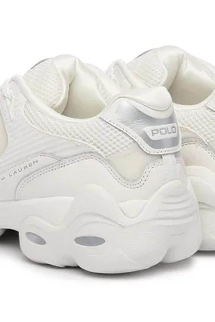 נעלי פולו ראלף לורן polo ralph lauren לבן דגם Trackstr 300 תשלובת טקסטיל דמוי עור סוליה עבה