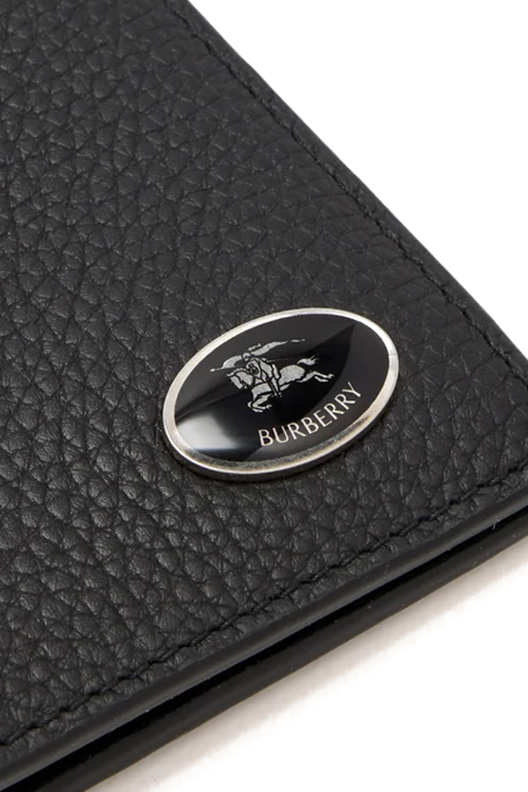 ארנק כרטיסים ברברי burberry שחור עור grain דגם Embossed Check folding card case לוגו מטאלי משבצות פנימיות