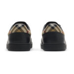 סניקרס ברברי burberry שחור משובץ דגם Leather Set Sneakers עור נמוכות עקב משובץ
