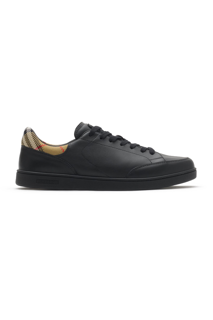 סניקרס ברברי burberry שחור משובץ דגם Leather Set Sneakers עור נמוכות עקב משובץ