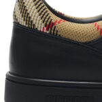 סניקרס ברברי burberry שחור משובץ דגם Leather Set Sneakers עור נמוכות עקב משובץ