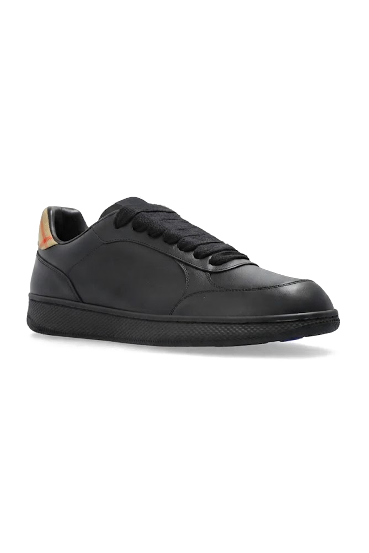 סניקרס ברברי burberry שחור משובץ דגם Leather Set Sneakers עור נמוכות עקב משובץ