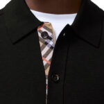 קרדיגן צמר ברברי burberry שחור דגם Wool Cardigan צמר משבצות קו כפתורים