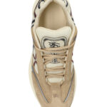 סניקרס זמש ברברי burberry בז’ כסוף דגם Eclipse Sneakers עור טקסטיל גיאומטרי נמוכות