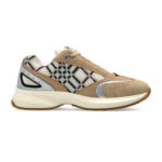 סניקרס זמש ברברי burberry בז’ כסוף דגם Eclipse Sneakers עור טקסטיל גיאומטרי נמוכות