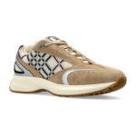 סניקרס זמש ברברי burberry בז’ כסוף דגם Eclipse Sneakers עור טקסטיל גיאומטרי נמוכות