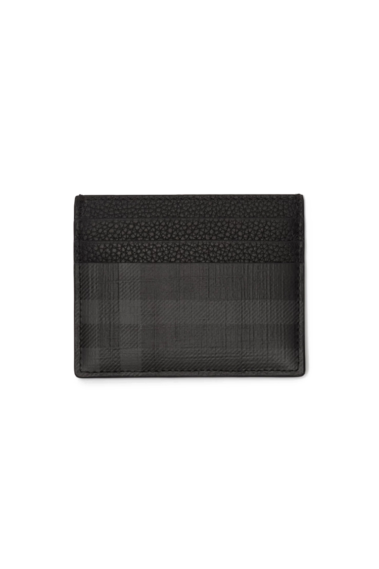 ארנק כרטיסים ברברי burberry שחור משובץ דגם City Check Card Case עור כבש טקסטיל 6 חריצי כרטיסים תא מרכזי