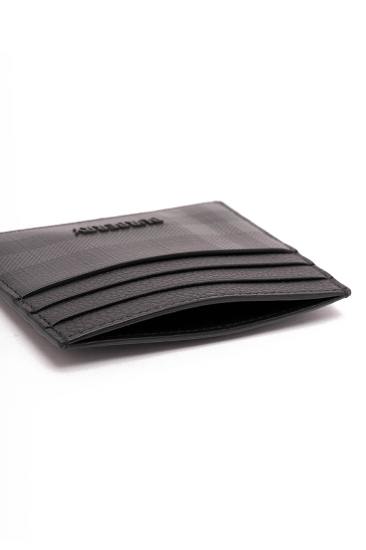 ארנק כרטיסים ברברי burberry שחור משובץ דגם City Check Card Case עור כבש טקסטיל 6 חריצי כרטיסים תא מרכזי