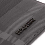 ארנק כרטיסים ברברי burberry שחור משובץ דגם City Check Card Case עור כבש טקסטיל 6 חריצי כרטיסים תא מרכזי