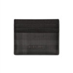 ארנק כרטיסים ברברי burberry שחור משובץ דגם City Check Card Case עור כבש טקסטיל 6 חריצי כרטיסים תא מרכזי