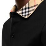 חולצת פולו ארוכה ברברי burberry שחור משובץ דגם Long-sleeve Check Collar Cotton Polo Shirt כותנה צווארון משובץ