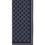 צעיף צמר גוצי gucci כחול דגם gg wool jacquard scarf 100 אחוז צמר פרנזים מונוגרמה gg