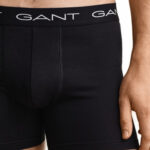 מארז שלישיית תחתוני בוקסר גאנט GANT שחור כותנה דגם Boxer Briefs רצועת מותג ממותגת