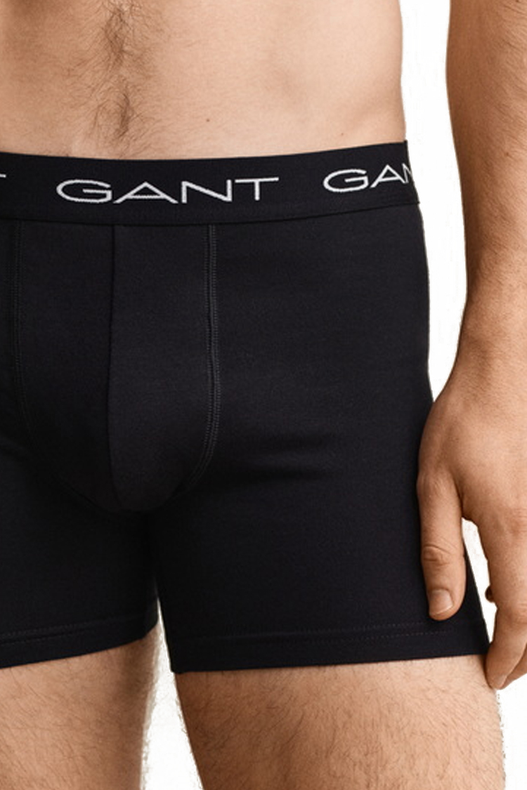מארז שלישיית תחתוני בוקסר גאנט GANT שחור כותנה דגם Boxer Briefs רצועת מותג ממותגת