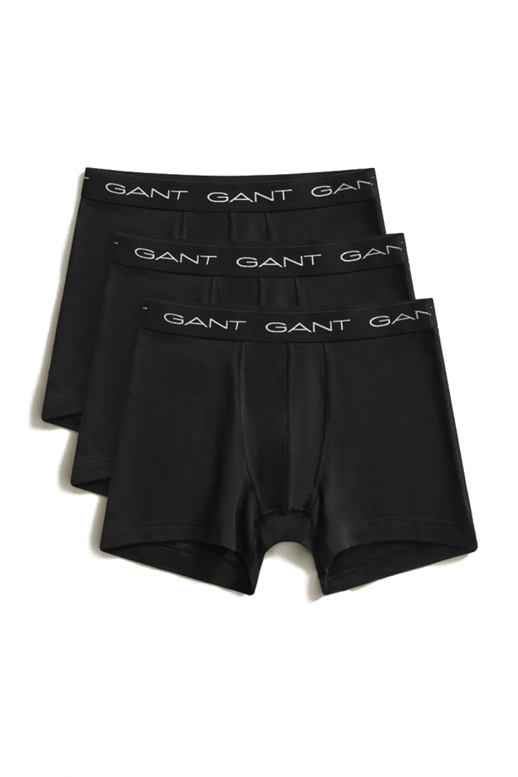 מארז שלישיית תחתוני בוקסר גאנט GANT שחור כותנה דגם Boxer Briefs רצועת מותג ממותגת