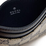 ארנק כרטיסים גוצי gucci בז’ כחול דגם Essence Classic card case טקסטיל עור gg canvas 4 חריצי כרטיסים