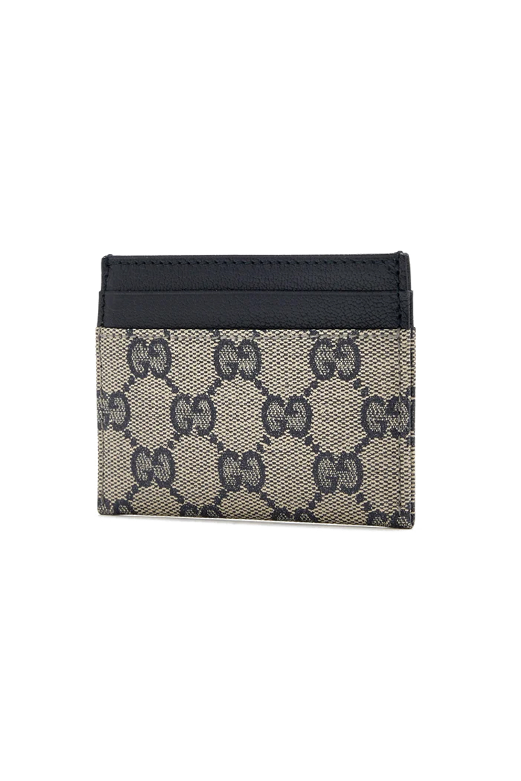 ארנק כרטיסים גוצי gucci בז' כחול דגם Essence Classic card case טקסטיל עור gg canvas 4 חריצי כרטיסים