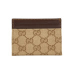 ארנק כרטיסים גוצי gucci בז’ חום דגם Essence Classic card case טקסטיל עור gg canvas 4 חריצי כרטיסים