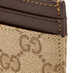 ארנק כרטיסים גוצי gucci בז’ חום דגם Essence Classic card case טקסטיל עור gg canvas 4 חריצי כרטיסים