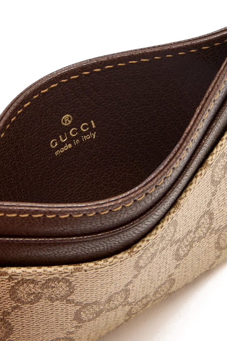 ארנק כרטיסים גוצי gucci בז' חום דגם Essence Classic card case טקסטיל עור gg canvas 4 חריצי כרטיסים