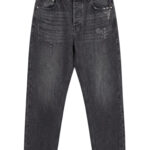מכנס ג’ינס איינקר AINKER שחור דגם Brunel Black 1154 גזרה טייפרוד קרעים מינימליסטיים פאץ עור