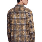 חולצת פלנל איינקר AINKER חרדל משבצות דגם Flannel 1107 Plaid Overshirt אובר סייז כותנה מוברשת גימור משופשף
