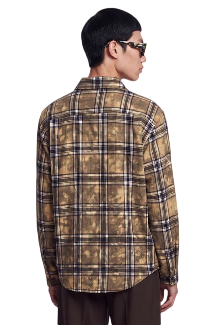 חולצת פלנל איינקר AINKER חרדל משבצות דגם Flannel 1107 Plaid Overshirt אובר סייז כותנה מוברשת גימור משופשף