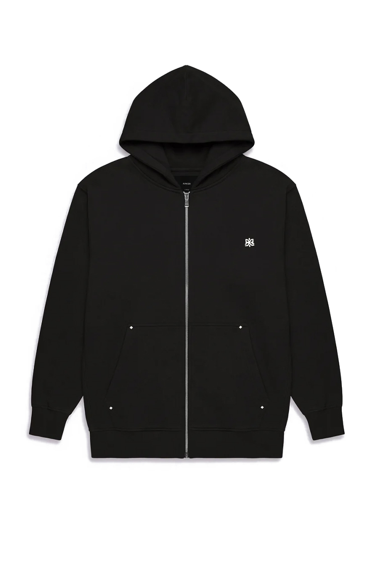 קפוצ'ון איינקר ainker שחור דגם 1119 Black Hoodie כותנת מרסריזד רילקסד פיט רקמה חזה טקסט גב