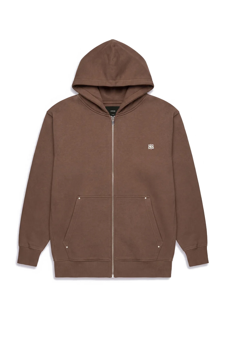קפוצ'ון איינקר ainker חום דגם 1119 Black Hoodie כותנת מרסריזד רילקסד פיט רקמה חזה טקסט גב