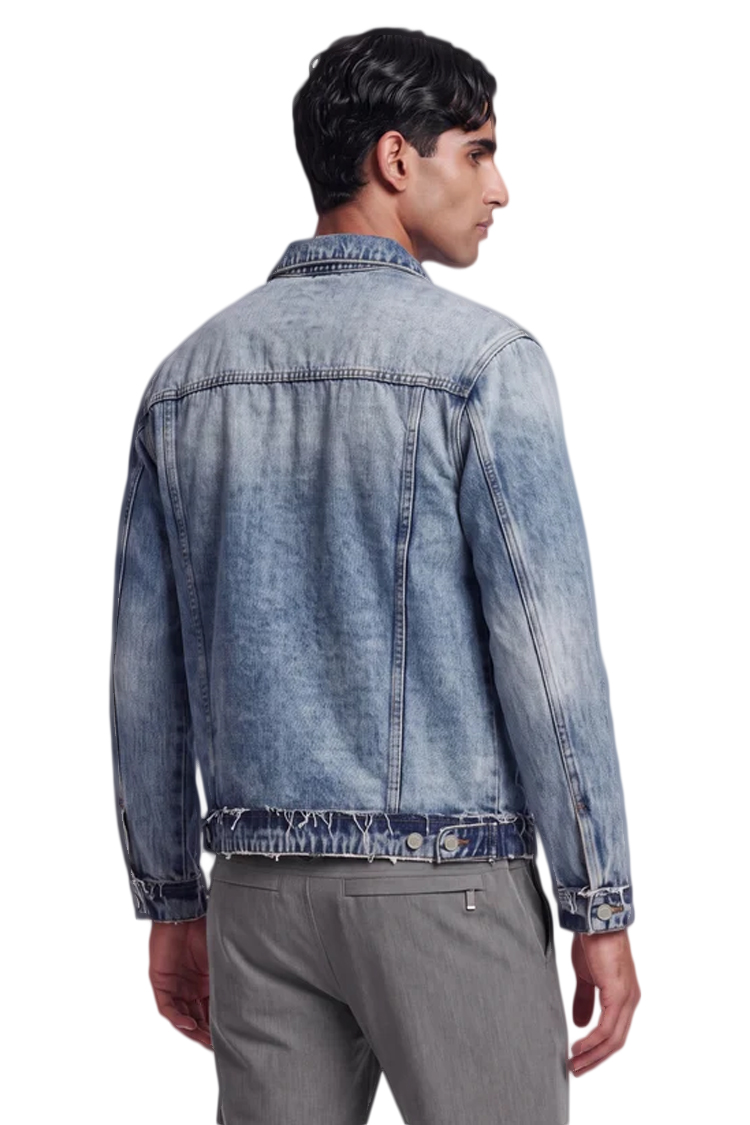 ז’קט ג’ינס איינקר AINKER כחול בהיר דגם 1150 Jacket Jeans גזרה נינוחה דו-גוני שוליים פרומים כפתורים עתיקים