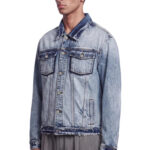 ז’קט ג’ינס איינקר AINKER כחול בהיר דגם 1150 Jacket Jeans גזרה נינוחה דו-גוני שוליים פרומים כפתורים עתיקים