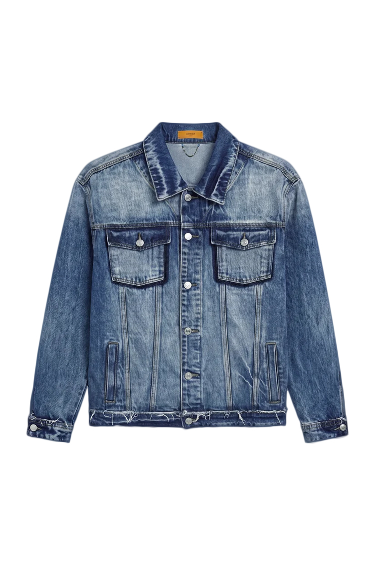 ז’קט ג’ינס איינקר AINKER כחול דגם 1150 Jacket Jeans גזרה נינוחה דו-גוני שוליים פרומים כפתורים עתיקים