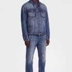 ז’קט ג’ינס איינקר AINKER כחול דגם 1150 Jacket Jeans גזרה נינוחה דו-גוני שוליים פרומים כפתורים עתיקים