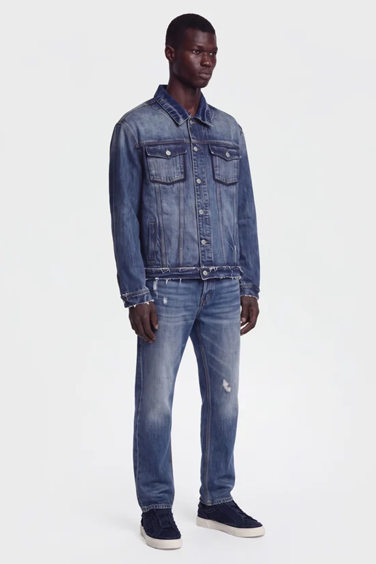 ז’קט ג’ינס איינקר AINKER כחול דגם 1150 Jacket Jeans גזרה נינוחה דו-גוני שוליים פרומים כפתורים עתיקים