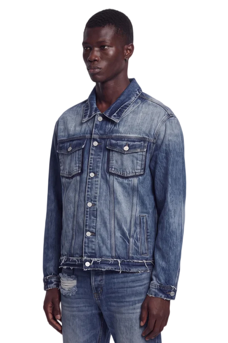 ז'קט ג'ינס איינקר AINKER כחול דגם 1150 Jacket Jeans גזרה נינוחה דו-גוני שוליים פרומים כפתורים עתיקים