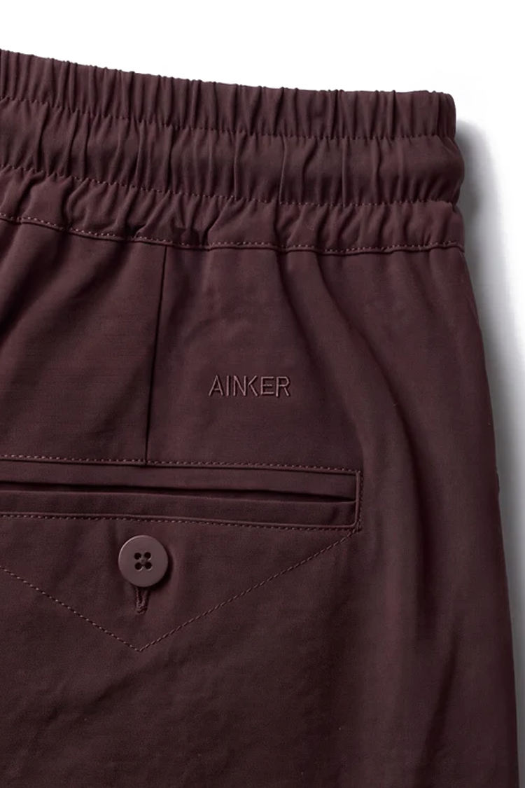 מכנס איינקר ainker חום דגם Wool Blend 1081 תשלובת צמר מותן אלסטי לוגו דבורה רקמה כיס אחורי