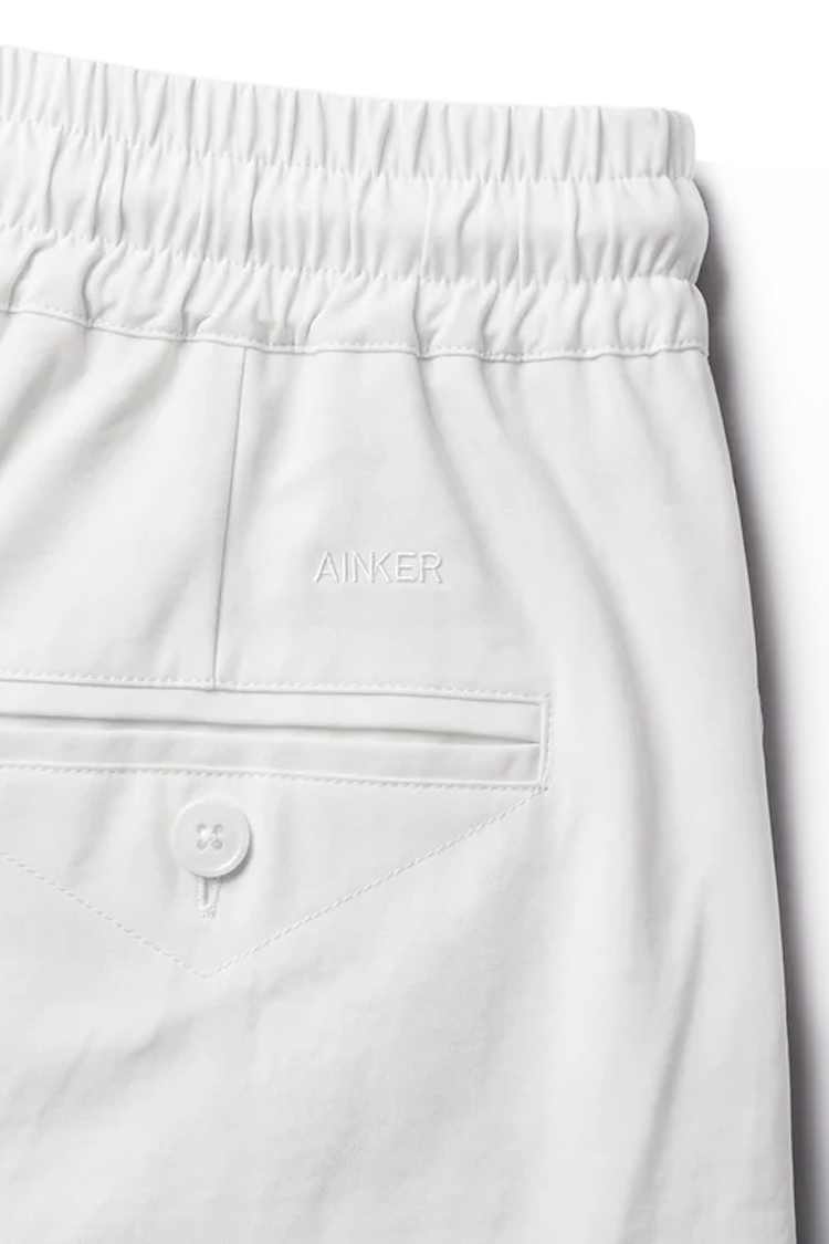 מכנס איינקר ainker לבן דגם Wool Blend 1081 תשלובת צמר מותן אלסטי לוגו דבורה רקמה כיס אחורי
