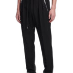 מכנס מחויט איינקר ainker שחור דגם 1097 Black Pant 100 אחוז כותנה מבריק קפל קדמי מותן אלסטית כפתור תיקתק