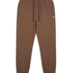 מכנס טרנינג איינקר ainker חום דגם 1119 Black Pant כותנת מרסריזד סלים פיט מבריק רקמה ניטים אייקון מטאלי