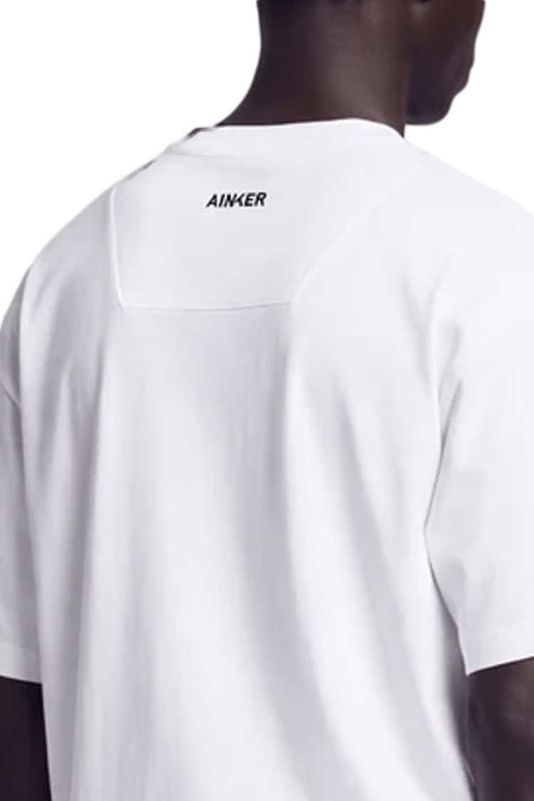 טי שירט איינקר ainker לבן דגם Mercerized 1019 אובר סייז כותנה רקמה L'Art à Obtenir צוואר