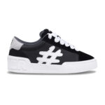 סניקרס עור איינקר ainker שחור/לבן דגם Skate Line Leather Mid זמש סולמית לוגו תבליט עקב