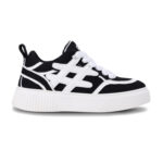 סניקרס איינקר AINKER שחור לבן קנבס דגם Star Line Canvas Black/White גזרה בינונית תפרי קונטרסט לוגו
