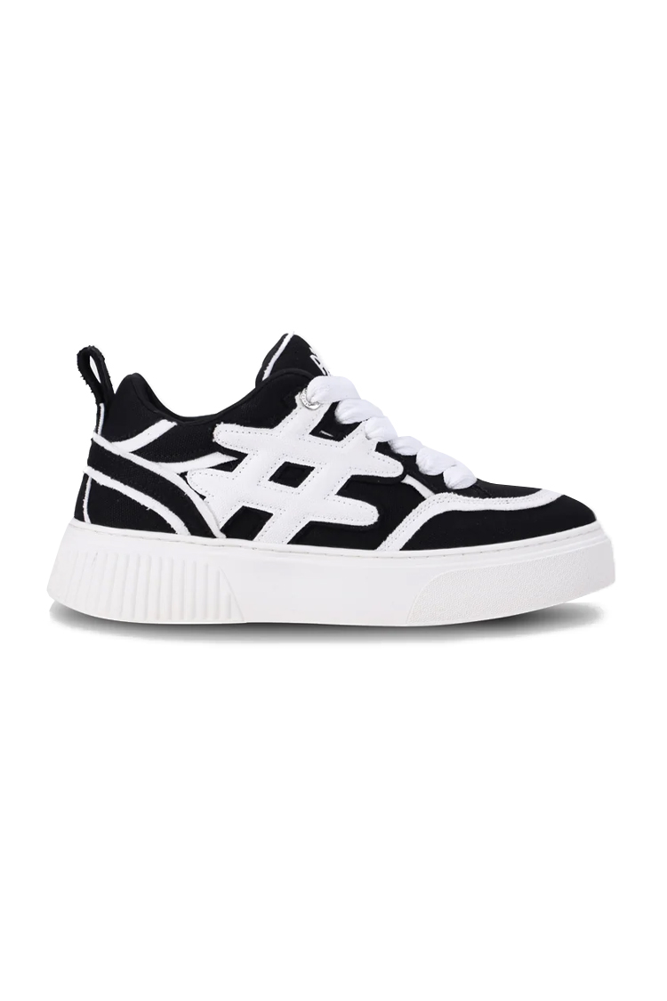 סניקרס איינקר AINKER שחור לבן קנבס דגם Star Line Canvas Black/White גזרה בינונית תפרי קונטרסט לוגו